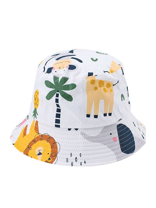 Queen Mother Kids' Bucket Fabric Sunscreen Hat Grey Elephant Friends White