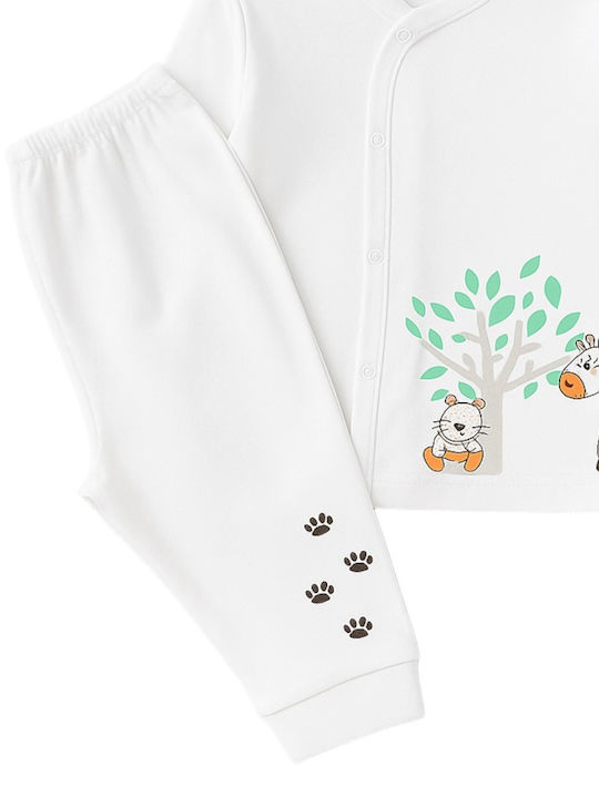 Beboulino Παιδική Πιτζάμα Χειμωνιάτικη Λευκή