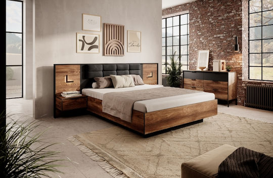 Schlafzimmer Set Chestnut + Anthracite 160x200cm 4Stück