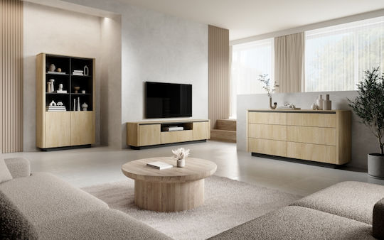 TV Stand Wooden Beige L200xW54xH38cm