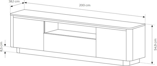 TV Stand Wooden Beige L200xW54xH38cm