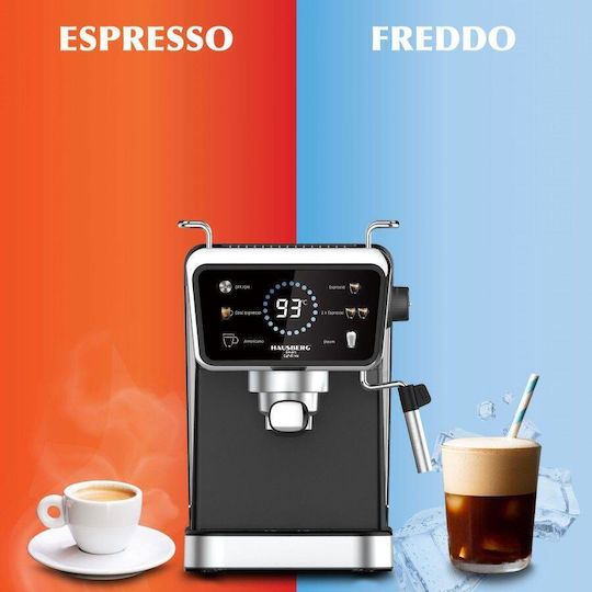 Hausberg Automat de Espresso 1350W Presiune 20bar pentru Cappuccino Argintie HB3730IN
