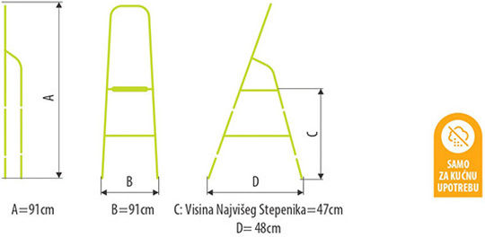 Positions Step Ladder Iron with 1 Step