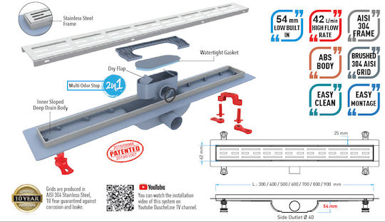 Kanal Duscheline Oscar Vision 60cm Schwarz Matt Rahmen