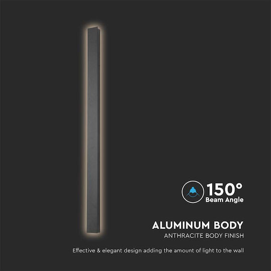 V-TAC Επιτοίχιο Γραμμικό Φωτιστικό LED IP65 10W με Θερμό Λευκό Φως 51x6x5εκ.