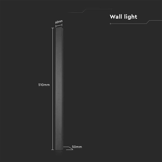 V-TAC Επιτοίχιο Γραμμικό Φωτιστικό LED IP65 10W με Θερμό Λευκό Φως 51x6x5εκ.