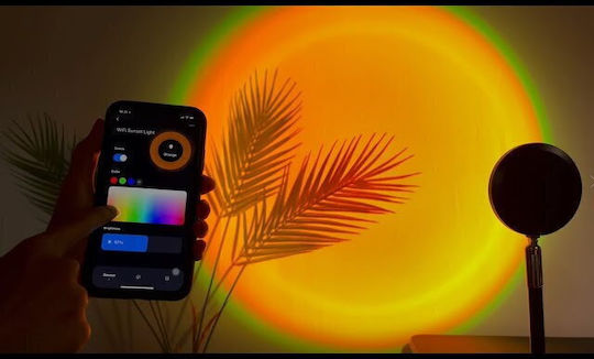Lampă ambientală RGB OEM, efecte de lumină, control prin aplicație, telecomandă, proiectează apusul, cap rotativ 360°, negru