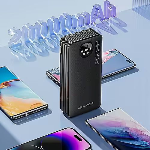 Awei P134K Power Bank 20000mAh με Θύρα USB-A και Θύρα USB-C Μαύρο