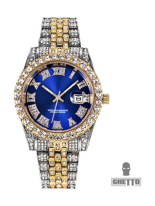 Ghetto Women's Watch with Blue Metal Bracelet
