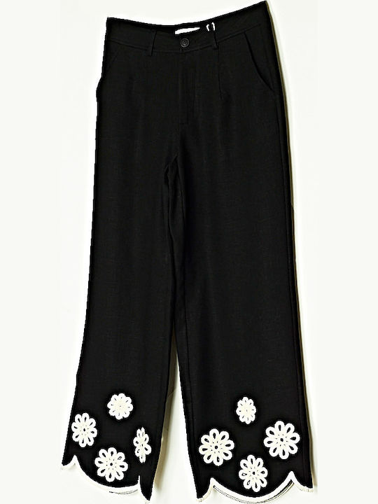 Damen Stoff Hose Schwarz
