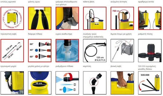 Dimartino Pulverizator cu rucsac cu Capacitate 16lt