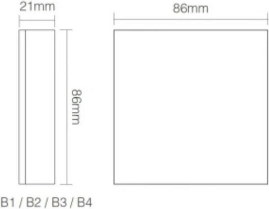 Επιτοίχιο Controller Rgb Rgbw 4 Zone Μπαταρίες 2xaaa Mi-light B3-b