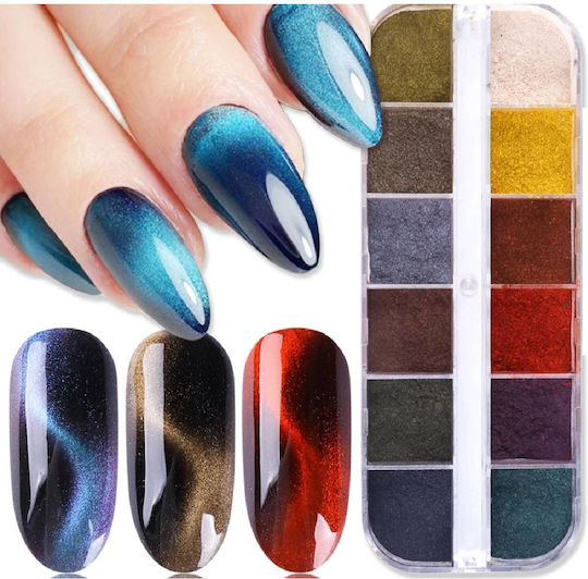 Case 12 Cat Eye Effect Powders Use Gel Acrylic Gel Acrylic