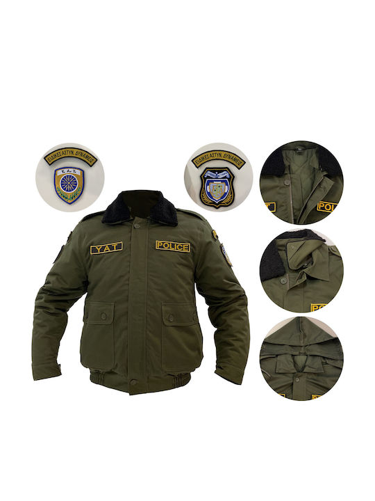 Jacke der griechischen Polizei mit Pelzkragen