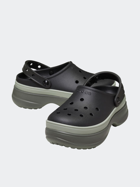 Crocs Classic Stacked Γυναικεία Σαμπό Μαύρα