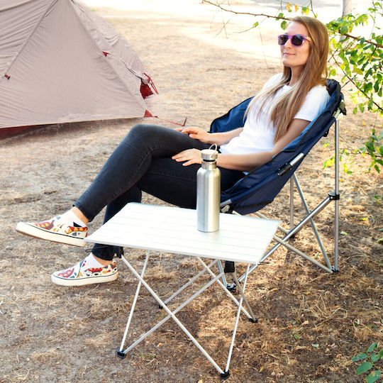 Navaris Τραπέζι Αλουμινίου για Camping Πτυσσόμενο 55.7x40.5x38.5cm Γκρι