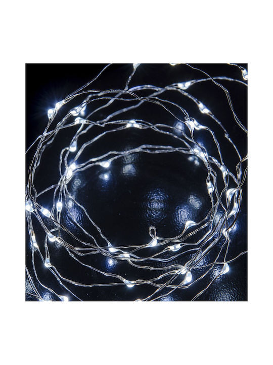100 Λαμπάκια LED 5μ. Λευκά Μπαταρίας σε Σειρά