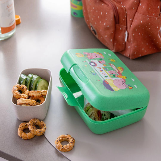 Koziol Παιδικό Δοχείο Φαγητού Peppa Pig από Μπαμπού 1.2lt Πράσινο 19 x 13.5 x 6.5εκ.