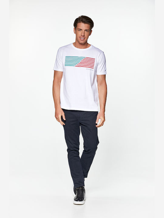 Redgreen T-shirt Τύπωμα Color Lines Λευκό