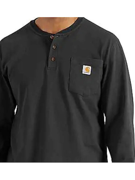 Workwear Pocket Henley L S Black Aνδρικη Μπλουζα Μαυρη/k128-blk