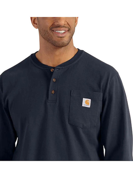 Workwear Pocket Henley L S Black Aνδρικη Μπλουζα Μαυρη/k128-blk