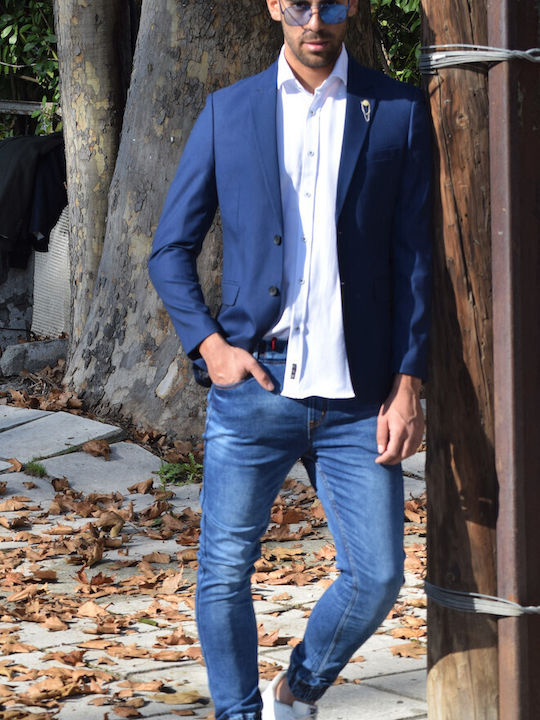 Herrenanzugsjacke Piqué Blau Code j043