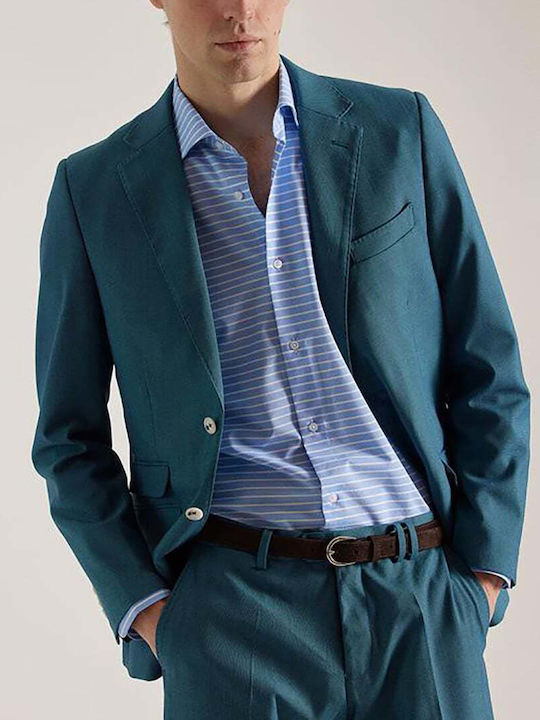 Puroego Suit Green Two-Button Jacket External Pockets Trousers Regular Fit 57267 211.03