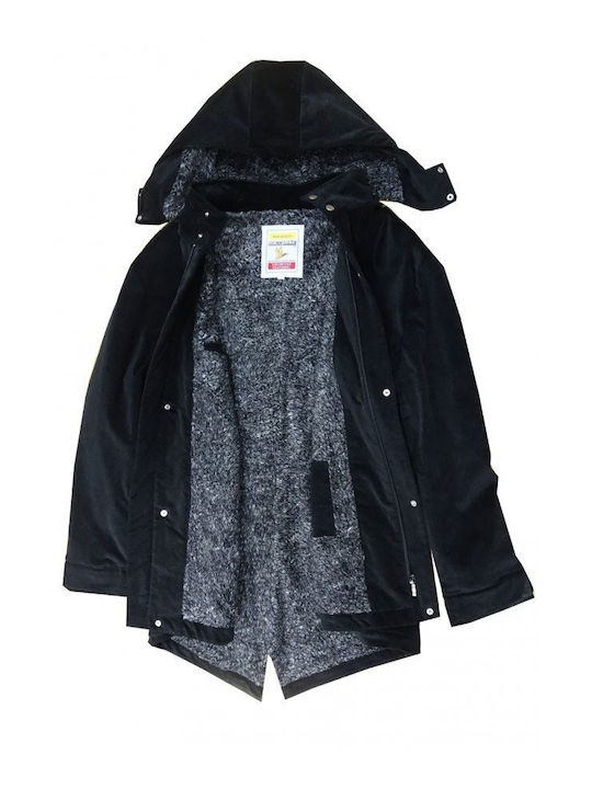 Blue Lake Parkas Montgomery Herrenmantel Marineblau Suet Schwarz