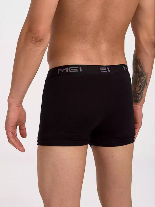 Men's Boxer Mei Black Cotton Wide External Waistband
