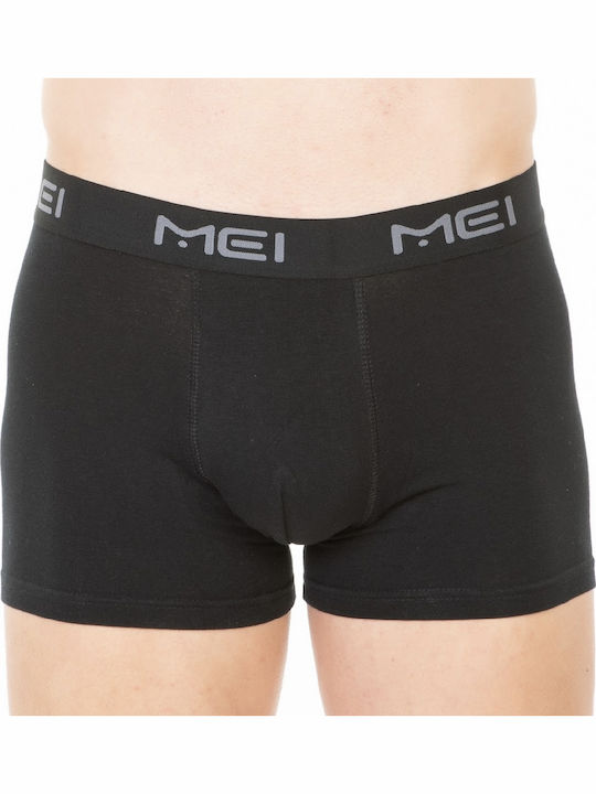 Men's Boxer Mei Black Cotton Wide External Waistband