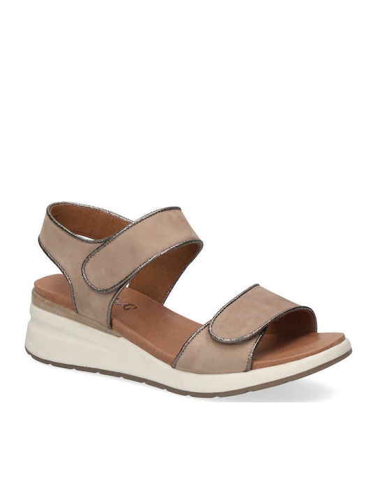Caprice Leder Damenplattformen Taupe 9-28307