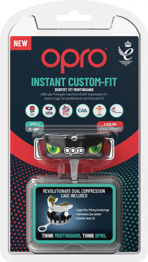 Mouth Guard Opro Eyes Instant Custom Fit V2 Black Green Gold
