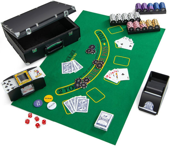 Costway Σετ 300 Μάρκες Poker με 5 Τράπουλες και Τσόχα