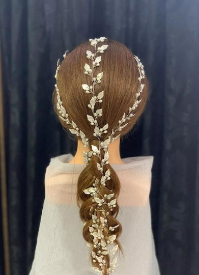 Wedding Dress ''Wire'' Leaves Pearls Ancient Greek Design Silver 60cm