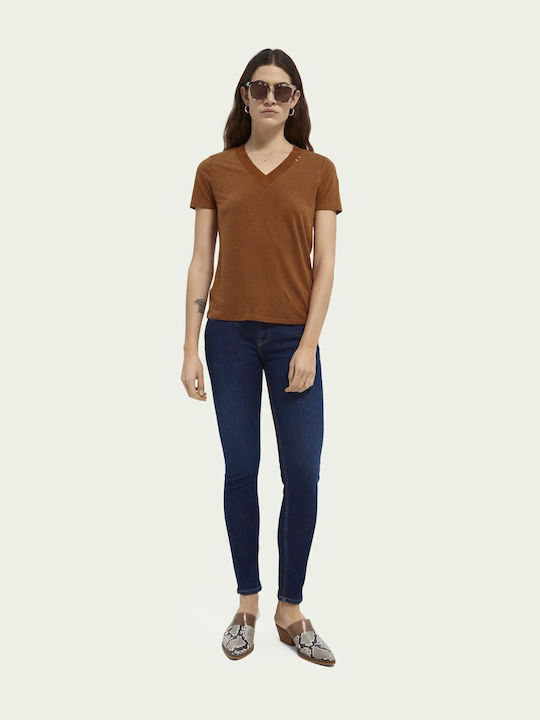 Scotch & Soda Linen V-neck T-shirt Ταμπα
