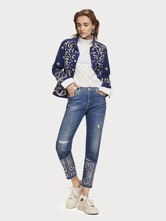 Scotch & Soda Cropped Petit Ami Slim Boyfriend Fit Jean Blue