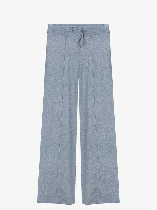 Дамски Панталон Wide Leg Еластична Талия Tiffosi 10046643 Сиво Синьо