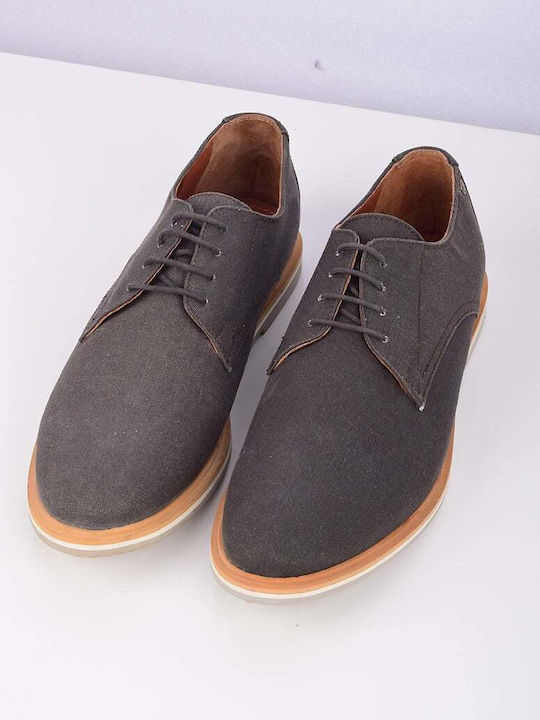 Frank Wright Lace-Up Shoe Gray Small Metallic Logo of the Brand on the Heel Regular Fit Mfw879.graphite Canvas