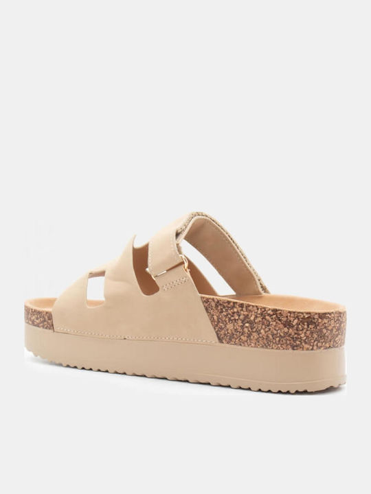 Women's Flat Sandals Flatforms in Beige Color