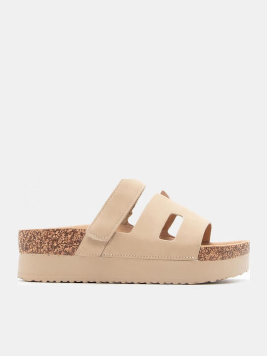 Women's Flat Sandals Flatforms in Beige Color