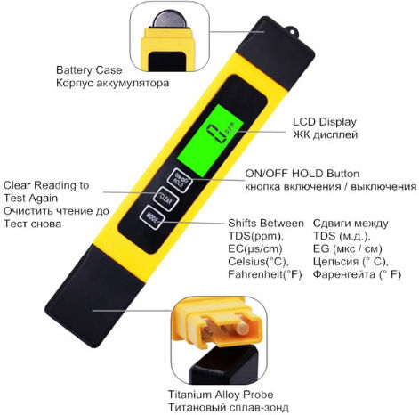 Tds Primato Digital Water Quality Conductivity Meter YP-1