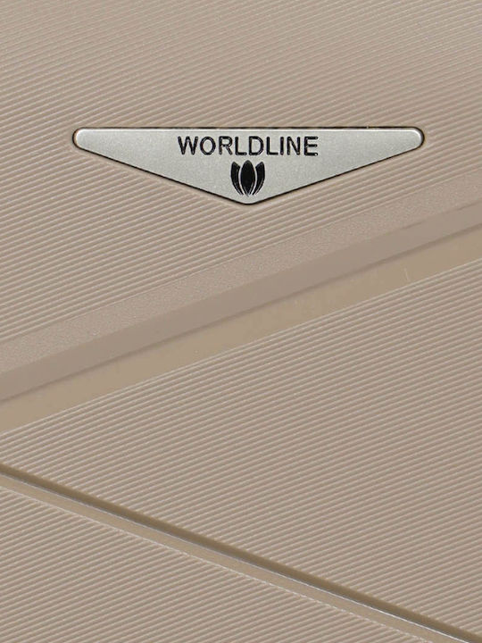 WORLDLINE Mittlerer Reisekoffer Hartschalen Champagne mit 4 Räder
