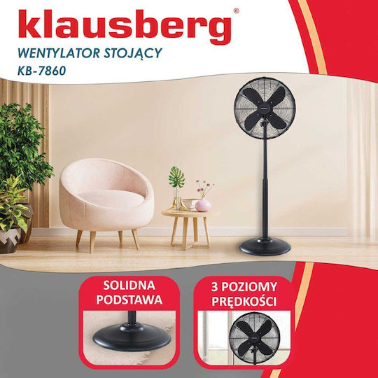 Klausberg Pedestal Fan 50W Black