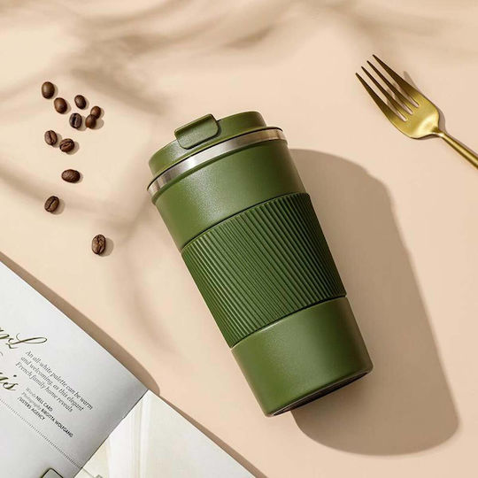 Uncle George Glass Thermos Stainless Steel / Aluminum BPA Free 500ml Mouthpiece Khaki with Mouthpiece