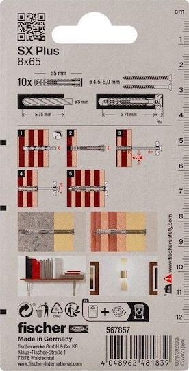 fischer Schraubanker Kunststoff 8x65mm 10Stück