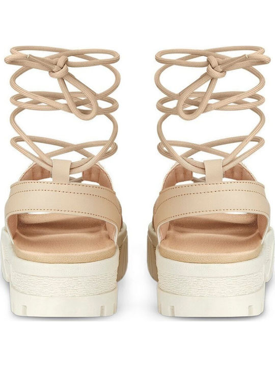 Mayze Women's Flat Sandals Flatforms in Beige Color