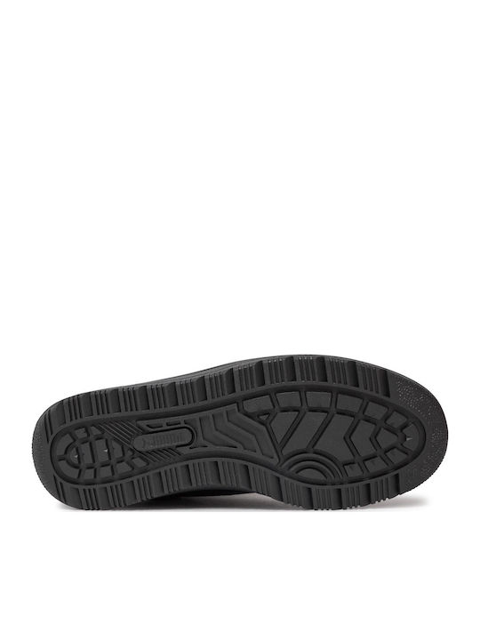 Synthetic Leather Snow Boots with Laces & Fur Snowbae Black