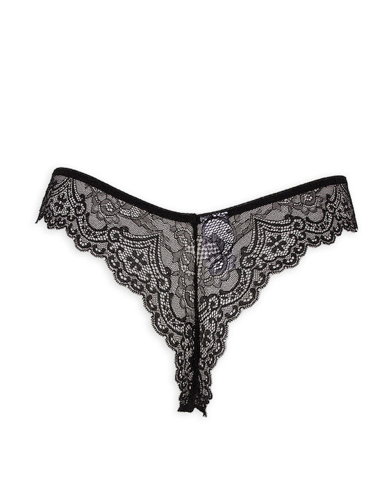 Damen Zeichenfolge mit Spitze Black