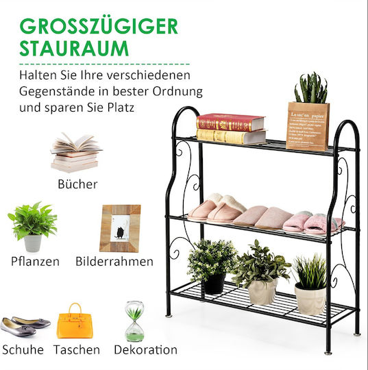 Costway Blumentopf-Regal Metall Schwarz 72cmx25cmx85cmcm.