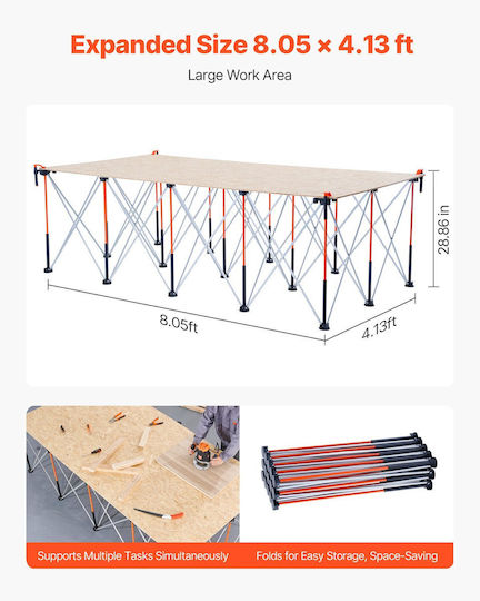 Φορητή Πτυσσόμενη Βάση Εργασίας Vevor 2455 X 1260 Mm Πτυσσόμενη Βάση Εργασίας 2724 Kg